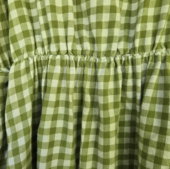 Shiny By Nature Matcha Green Check Cotton Flannel Dress Size Medium - Picture 4 of 5